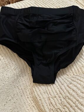 Swimsuits For All Black High Waisted Ruched Swim Bottom